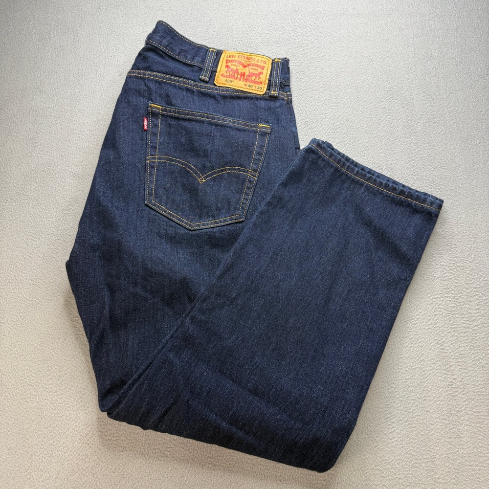 Levis 505 Regular Fit Jeans Mens 40x30 (FIT 38x29) Dark Wash Denim Straight Work